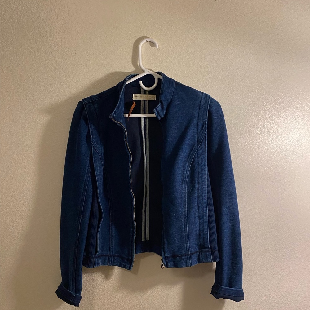 Anthropologie jean bomber jacket.